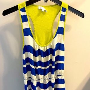 GLAM boutique dress lime and blue stripe size S